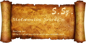 Stefanovics Szirén névjegykártya